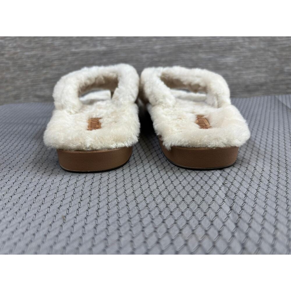 OluKai Slippers Shoes Womens Size 8 White Fuzzy Thong Faux Fur Lined Cozy - Picture 6 of 8